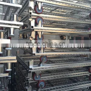 Wire Mesh Cage With Foot Brakes Warehouse Storage Container With Wheels thumbnail-3