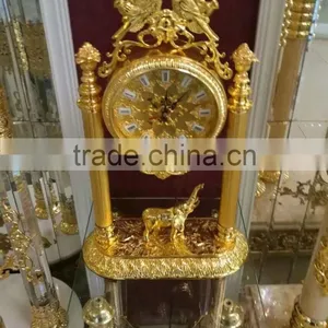 Antique Clock, Art Gold Royal Clock, Luxury 24K Gold Plated Copper Table Clock thumbnail-2