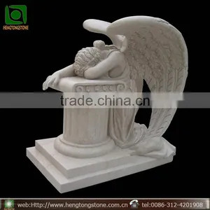 Western Style Marble Weeping Angel Memorial Headstone thumbnail-1