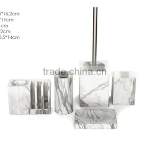 White Marble Bathroom Accessories Set Bathroom Accessory thumbnail-1