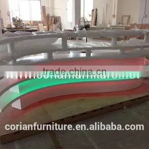 Modern Design Acrylic Solid Surface hi Macs Made Colorful Led Lighted Restaurant Counter Table thumbnail-3