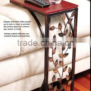 Living Room Vine Leaf Design Metal Sofa Side End Table Accent TV Tray Coffee Table thumbnail-1