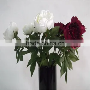 SJ20170060 Artificial White Silk Fabric Peony Flower for Indoor Decoration thumbnail-1