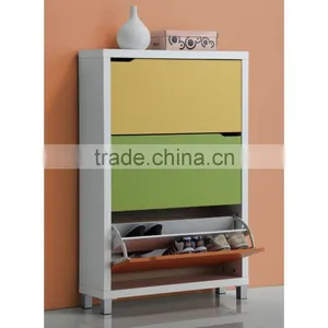 Foshan Home Entryways Shoe Rack Wood Shoe Storage Living Room Wood Dispaly Wholesale Wooden 3 Tiers Shoe Cabinet thumbnail-3