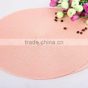 Woven Table Mats/Round PP Tablemats/placemat, Pink Color thumbnail-1