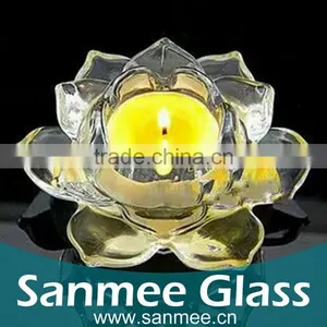 Low Price Clear Lotus Shape Hot Sale Glass Candleholder thumbnail-1