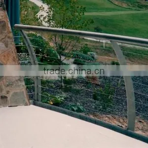 Outdoor Deck Steel Fences Curved in Middle Post With Cable Rope thumbnail-1