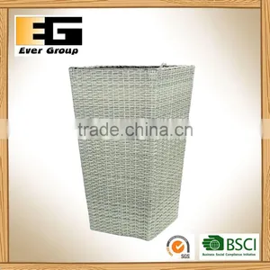Hand Woven Plastic Rattan Storage Bucket Outdoor Decorative Flowerpot thumbnail-3