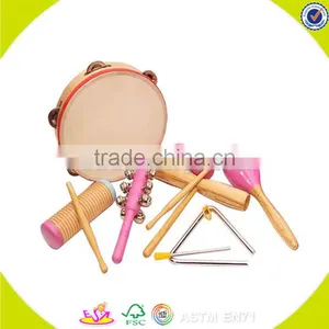 Wholesale Delicate Wooden Tambourine Toy Multiple Colour Wooden Tambourine Toy and Hot Selling Kids Wooden Tambourine W07F002 thumbnail-2