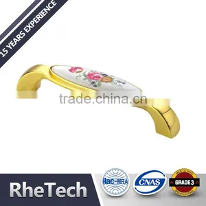 High-grade Door Drawer Cabinets European Garden Ceramic Golden Handle Door Handle thumbnail-5