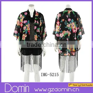 New Fahison Women Printed Kimono Jacket Ladies Cardigan Ladies Silk Kimono thumbnail-1