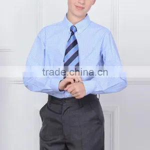 British Style 2017 Spring School Boys Shirt Long Sleeved Cotton Plaid Shirt thumbnail-3