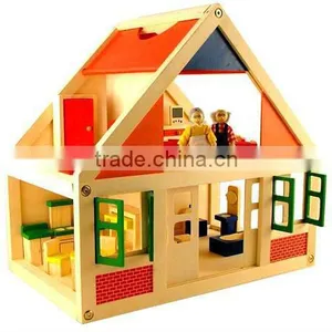 Wooden Toy Dolls House & Furniture thumbnail-1