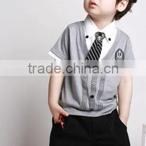 Boys Gray t Shirts+shorts 2pcs Clothing Sets Baby Outfits Children's Suits thumbnail-1