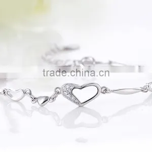F20086N Hot Sale Latest Silver Painted Heart Bracelet Valentine's Day Jewelry thumbnail-4