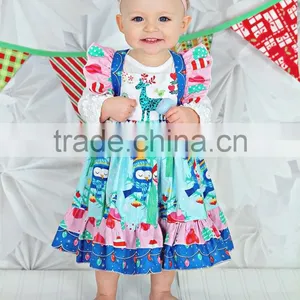 Baby Girl Christmas Dress Kids Reindeer Printed Flutter Sleeve Dress thumbnail-5