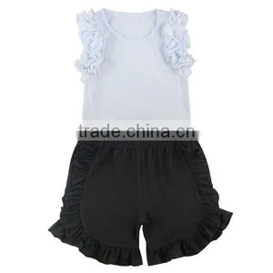 2017 Clothing Sets Children Toddler Girl Clothing White Shirts Ruffle Shorts Baby Outfit thumbnail-4