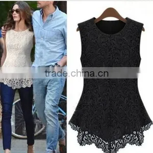 Walson Ladies Women Lace Blouse Sleeveless Shirt Doll Chiffon Tops S M L XL thumbnail-1
