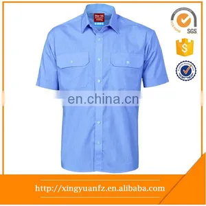 Men's Light Blue PolyCotton Short Sleeve Button Work Shirt thumbnail-1