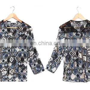 Ladies Formal Skirt and Blouse Models Short Sleeve Blouse Latest Printed Blouse Designs thumbnail-4
