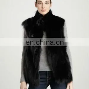 Stand-collar Fox Fur Vest,black/quality Supplier+OEM+ODM thumbnail-1