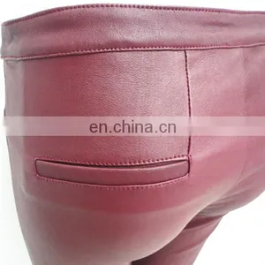 2015 Elegant Fashion Ladies Tight Black Stretch Leather Pants Wholesale Leather Leggings thumbnail-5