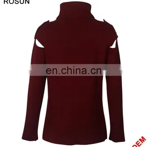 Winter Turtleneck Buttons on Shoulder Pullover Cashmere Sweater thumbnail-2
