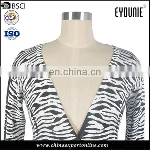 2017 Zebra Pattern Elastic Jacquard Deep V-neck Cardigan thumbnail-2