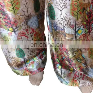 African Style Printed Palazzo Pants / High Quality Satin Silk Trouser For Women (beach Wear Palazzo Trousers Pant) thumbnail-2
