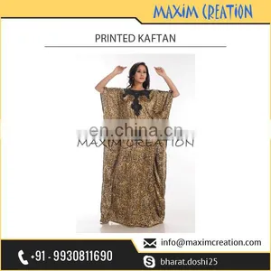 New Design Printed Kaftan With Black Neck Border at Lowest Market Price thumbnail-1