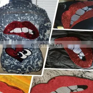 Embroidered Patches Lip / Lipstick Iron On Patch Sewing On Sequins thumbnail-3