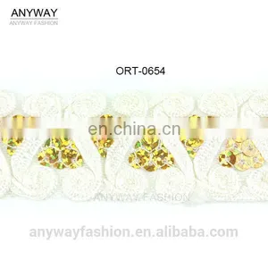 Sequined Beaded Woven Lace Ribbon thumbnail-1