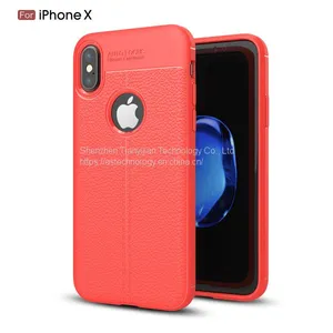 New Arrival Litchi Grain 360 Full Protective Soft TPU Leather Shockproof Phone Cover Case for Apple IPhone X thumbnail-4