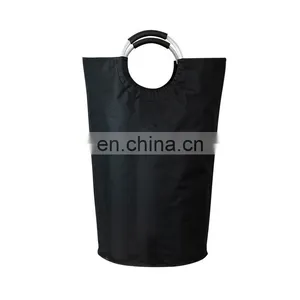 Custom Logo Large Tote Laundry Basket Collapsible Fabric Laundry Hamper Dirty Clothes Bag With Round Handle thumbnail-3