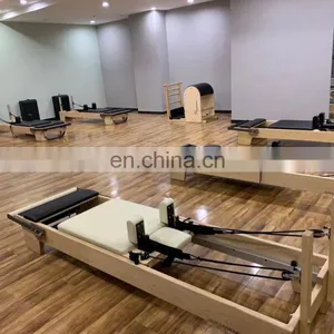 Topranking Reformer Bed For Yoga Museum And Home Exercise Machine White Wood Elina Balanced Fixing Core Of Body Pilates Reformer thumbnail-6