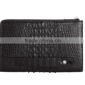 Vintage Style Crocodile and Soft Calf Leather Men Clutch Wristlet Wallet Handbag Wholesale thumbnail-6