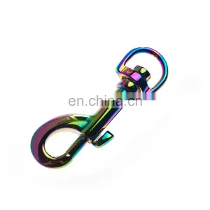 Wholesale 2021 Newest Rainbow Color Metal Keychain Custom Snap Hook Buckle Pet Buckle Carabiner Hook thumbnail-5