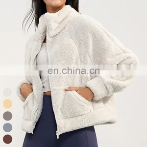Thermostatic Warm Windproof Collar Coats High Quality Coat Custom Outdoor Winter Jacket Women Fleece Zipper Yoga Jacket thumbnail-5