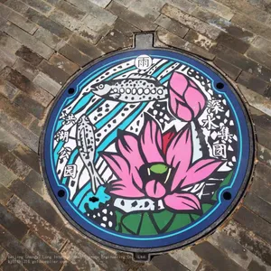 Ductile Iron Retro Painted Art Manhole Cover With Colorful Artistic Patterns and Relief Sculptures, Customizable. thumbnail-5