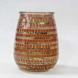 Glass Jar Glass Candle Holder Glass Vase Mosaic Vase thumbnail-1