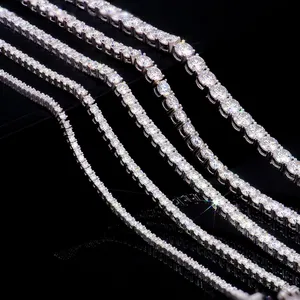 S925 Necklace Moissanite Wholesale Custom Men's Tennis Chain Bracelet Trendy Hip Hop Style With 925 Ice 2-6mm VVS1 Moissanite thumbnail-4