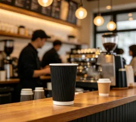 Eco-friendly Disposable Corrugated Hot Drink Cup for Cafe Takeaway thumbnail-5