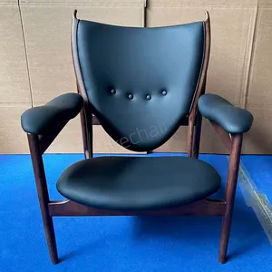 Luxury Designer Leather Single Lounge Chair Elegant Metal Leg Armchair for Living Room Furniture Chaise Style thumbnail-2