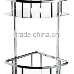Stainless Steel Bath Corner Shelf, Stainless Steel Corner Shelf Dual Tier Corner Rack With Hooks, 721-2 thumbnail-1