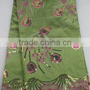 African Raw Silk George Fabric Sequin Embroidery Fabric Lace for Lady Dress GP1002 thumbnail-2