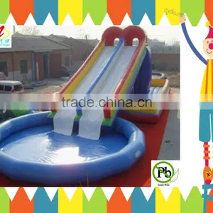 0.6mm Non-toxic Pvc Inflatable Water Park With Big Inflatable Swimming Pool and Dual Water Slides thumbnail-1