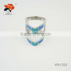 Two Layer Colorful Enamel Geometric Personality Wedding Ring thumbnail-1