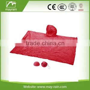 Wholesale Disposable Red Rain Poncho With Keychain Ball thumbnail-2