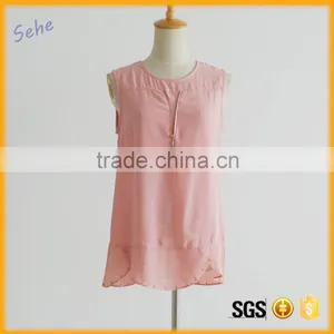 New Style Iron Beads Pink Ladies Georgette Tops Latest Chiffon Tops Quality Choice thumbnail-1