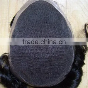 Top Quality Stock Indian Human Hair Swiss Lace Base Mens Toupee thumbnail-2